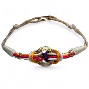 VINTAGE Mixed Metal Multicolored Woven Braided Belt 80s